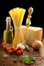 Spaghetti, parmesan and vegetables Royalty Free Stock Photo