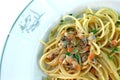 Spaghetti pasta with arselle small sea clams