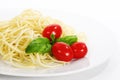 Spaghetti Pasta with Basil Royalty Free Stock Photo