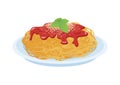 Spaghetti with tomato sauce, parmesan and basil icon vector Royalty Free Stock Photo