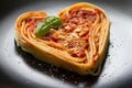 Spaghetti pasta heart love italian food diet abstract concept on black background Royalty Free Stock Photo