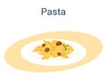 Spaghetti or pasta. Italian food on the plate. Delicious dinner