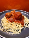 spaghetti pasta with meat balls with tomato sauce