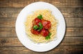 Spaghetti pasta with Meatballs, close-up view on Royalty Free Stock Photo