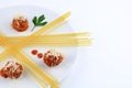 Spaghetti pasta with meatballs, tomato sauce. Royalty Free Stock Photo