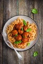 Spaghetti pasta with meatballs and tomato sauce Royalty Free Stock Photo