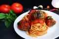 Spaghetti pasta with meatballs and tomato sauce Royalty Free Stock Photo