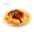 Spaghetti pasta with meatballs vector illustration