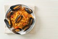Spaghetti pasta with mussels or clams and tomato sauce Royalty Free Stock Photo
