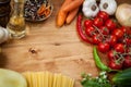 Spaghetti pasta with olive oil and basil, garlic and tomato Royalty Free Stock Photo