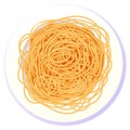 Spaghetti Pasta in plate in cartoon style top view detailed and textured isolated on white background. food, italian Royalty Free Stock Photo