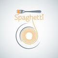 Spaghetti pasta plate fork background