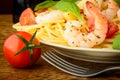 Spaghetti pasta with shrimps Royalty Free Stock Photo