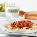 Spaghetti pasta with tomato beef sauce