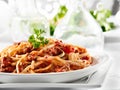 Spaghetti pasta with tomato beef sauce Royalty Free Stock Photo