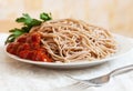 Spaghetti pasta with tomato catchup