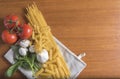 Spaghetti pasta with tomatoes, basil and garlic Royalty Free Stock Photo