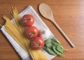 Spaghetti pasta with tomatoes, basil and garlic Royalty Free Stock Photo