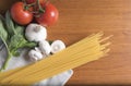 Spaghetti pasta with tomatoes, basil and garlic Royalty Free Stock Photo