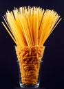 Spaghetti and pasta in vase Royalty Free Stock Photo