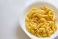 Spaghetti pasta in a white dish on a white background.copyspace for text Royalty Free Stock Photo