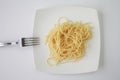 Spaghetti pasta on white plate