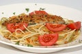 Spaghetti with peppered mackerel