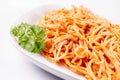 Spaghetti with pesto rosso Royalty Free Stock Photo