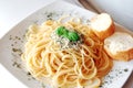 Spaghetti with pesto sauce Royalty Free Stock Photo