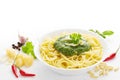 Spaghetti with pesto Royalty Free Stock Photo