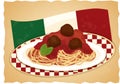 Spaghetti Plate with Italian Flag