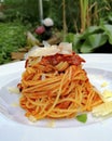 spaghetti on a plate for lunch