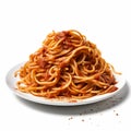 Spaghetti On Plates With Sauce: Digitally Enhanced Daniel Arsham Style