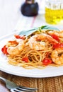 Spaghetti with prawn and tomato Royalty Free Stock Photo