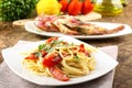 Spaghetti with redfish Royalty Free Stock Photo
