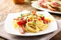 Spaghetti with redfish Royalty Free Stock Photo