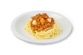 The spaghetti sauce, tomato on white background.