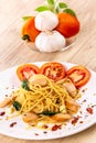 Spaghetti with sausage and chilly Royalty Free Stock Photo