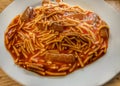 Spaghetti and sausages
