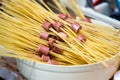 Spaghetti with Sausages ready for cooking