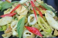 Spaghetti and Seafood Green Curry Sauce