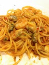 spaghetti seafood isolated