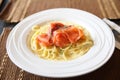 Spaghetti with smoked salmon Royalty Free Stock Photo