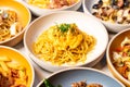 Spaghetti with spicy crab curry Royalty Free Stock Photo