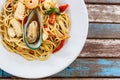 Spaghetti spicy seafood