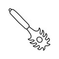 Spaghetti spoon. Kitchenware sketch. Doodle line vector kitchen utensil and tool. Cutlery