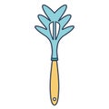 Spaghetti spoon vector icon. Hand drawn kitchen pasta making tool. Simple culinary element, colored doodle. Cartoon concept