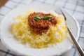 Spaghetti Squash with pesto and cheese Royalty Free Stock Photo
