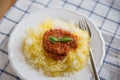 Spaghetti Squash with pesto and cheese Royalty Free Stock Photo