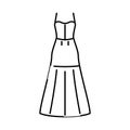 spaghetti strap bride dress line icon vector illustration